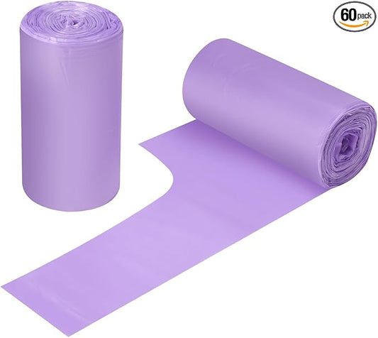 2-4 Gallon Portable Trash Bags,60 Counts Thicken portable Small Garbage Bags for Office, Kitchen,Bedroom Trash Can,Strong Trash Bags（Purple）