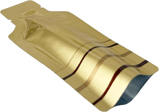 100 Pack 2.36x4.7 inch Heat Seal Sample Mylar Packet for Portable Travel Toiletries Empty Disposable Liquid Shampoo Pouch Single Serving Coffee Powder Condiments Food Storage (Gold)