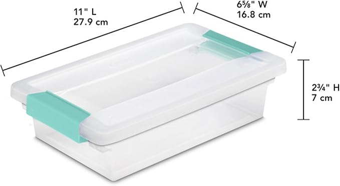 Sterilite 30-Pack Clip Box, Stackable Clear Plastic Bins with Latching Lids, Small - Writing, Arts or Crafts Supplies Storage Containers for Home, Office, Classroom and Workshop Organization