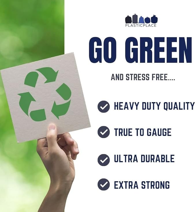 Plasticplace 30-40 Gallon Recycling Trash Bags │ 1.2 Mil│ Blue Garbage Bag Liners │ 33” x 46” (100 Count)