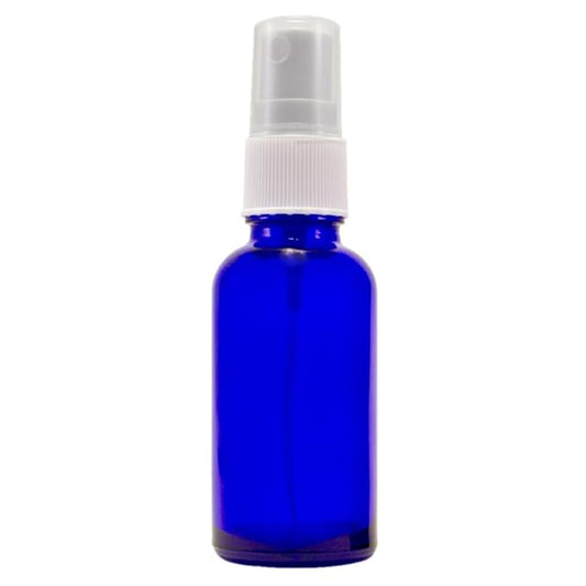 1 oz Cobalt Blue Boston Round Glass Bottle with Fine Mist sprayer 12/bx