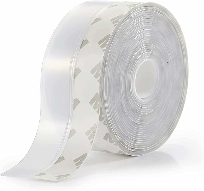 Weather Stripping Door Seal Strip,Door Strip Bottom for Doors Silicone Sealing Sticker Adhesive for Doors and Windows Gaps of Anti-Collision Silicone 5M/16FT (35MM, Transparent)