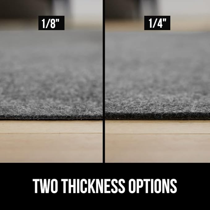 GORILLA GRIP Felt and Natural Rubber Stay in Place Slip Resistant Rug Pad, 1/8in Thick, 9x12 FT Protective Padding Under Area Rugs, Cushioned Gripper Pads, Carpet Runners, Hardwood Floors Protection