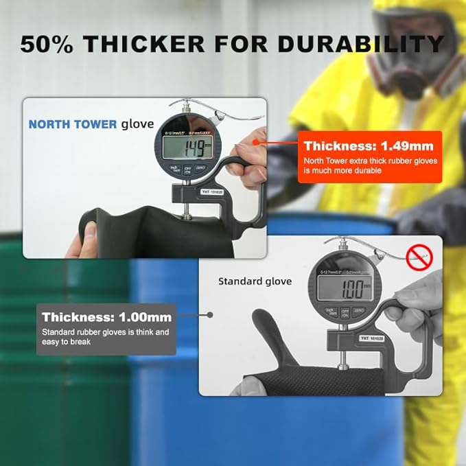 Heavy Latex Chemical Resistant Gloves - Reusable Long Rubber Dishwashing Gloves with Forearm Protection for Men - Waterproof, Industrial Safety Gear, Acid & Alkali Resistant, Oil-Proof，22“XL,1 Pair