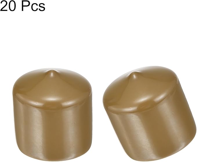uxcell 20pcs Rubber End Caps 36mm ID Vinyl PVC Round Tube Bolt Cap Cover Screw Thread Protectors Light Brown