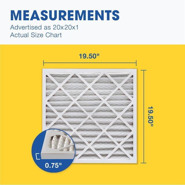 Aerostar 20x20x1 MERV 13-12 Count - Pleated Furnace & Air Conditioner Filters - Removes Bacteria, Dust, Cold & Flu Germs, Lint, Mold, Pet Dander, Allergy-Causing Pollen, Smog, Smoke & Viruses