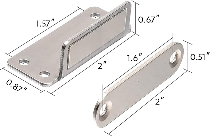 Mousike Double Magnetic Door Catch，60lb Stainless Steel Cabinet Door Magnets with Strong Magnetic for Kitchen Cupboard Wardrobe Closet Cabinet Door Drawer Latch (6Pack)