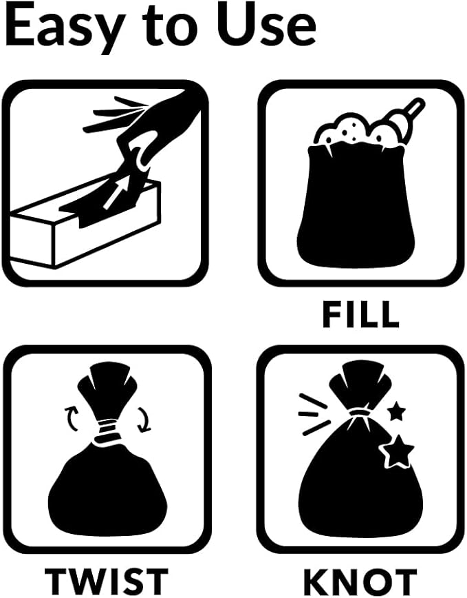 BOS Odor-Sealing Kitchen, Home & Food Small Trash Bags for Waste- Disposable Bags - Scent & Smell Free (50 Bags) [Size XL, Color White]