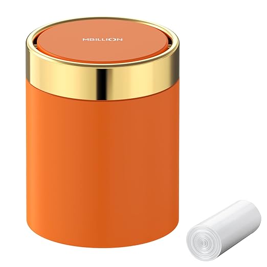 Mini Trash Can with Lid, Desktop Small Trash Can Recycling Bin Cute Metal Garbage Can for Tabletop Countertop Use,Stainless Steel 0.4Gal/1.5L Waste Bin for Office Parlor Car Bedroom,Swing Lid Open