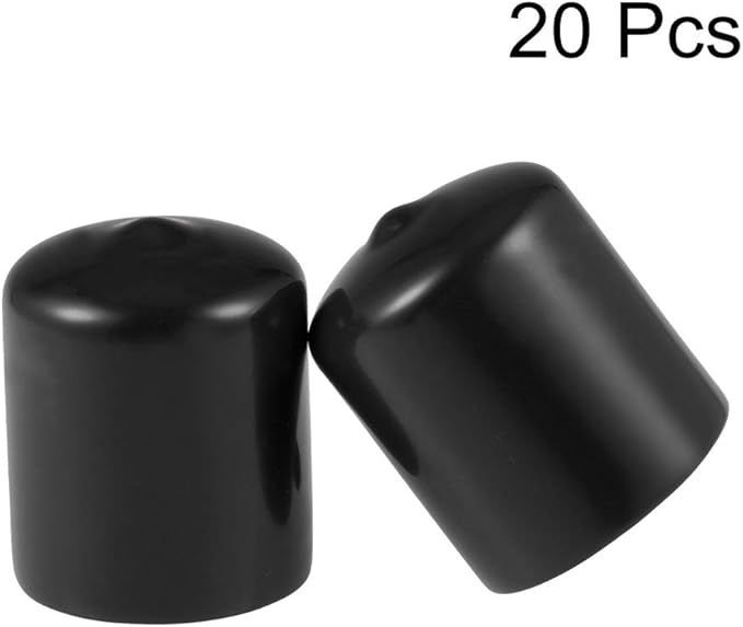 uxcell 20pcs Rubber End Caps 30mm ID Vinyl Round Tube Bolt Cap Cover Thread Protectors Black