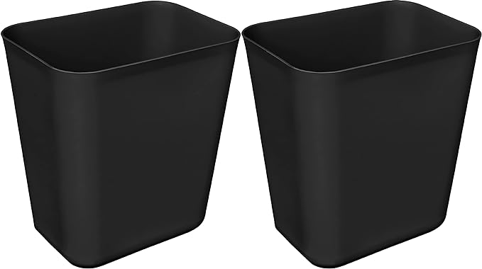 Nipogear 3 Gallons Efficient Trash Can Wastebasket, Fits Under Desk, Kitchen, Home, Office (Black, 3 Gallons-2 Pack)