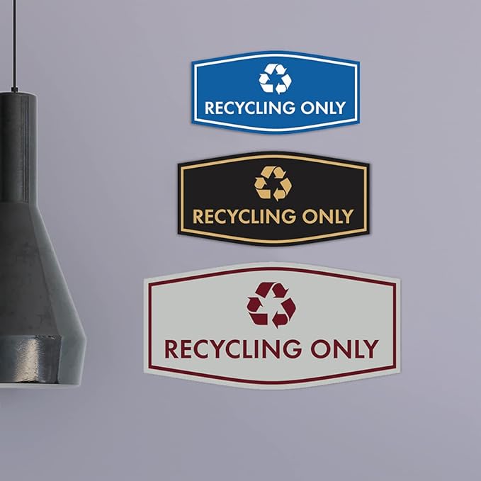 Fancy Recycling Only Sign (Brushed Silver) - Medium