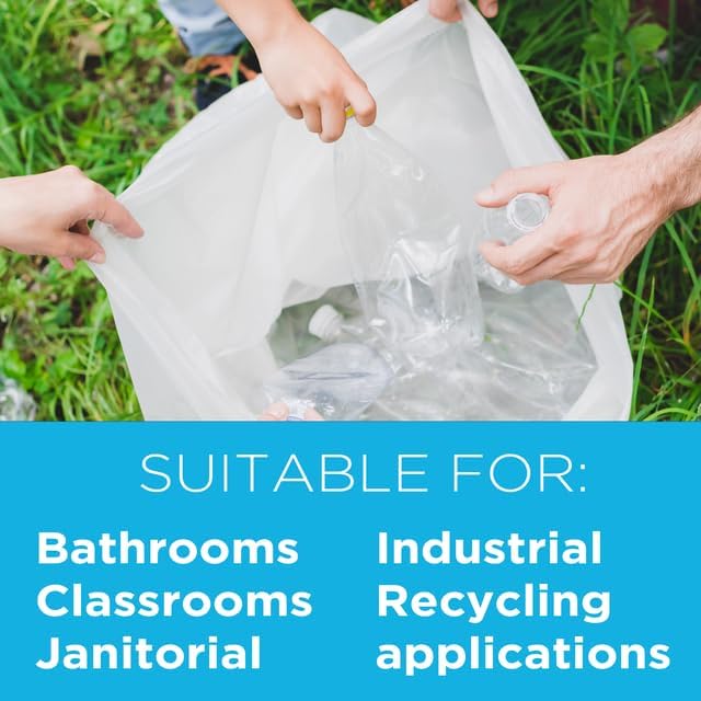 Clear Trash Bags,40-45 Gallon Trash Bags, 40" x 48", 250 Count, 16 Micron, High Density, Ideal for Janitors, Facility Managers, Industrial, Recycling