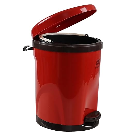 Small Bathroom Step On Trash Can with Lid, Kitchen Garbage Can with Removable Inner Bucket, 2.6 Gal