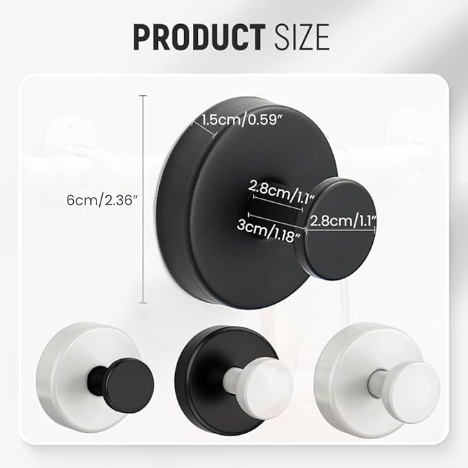 Suction Cup Hooks for Wreaths, 2025 New No Drill Suction Cup Hooks on Glass, Wreath Hanger for Front Door, Rustproof Hook Holder Towel Hook for Window Bathroom Mirrors Tile (1, White)