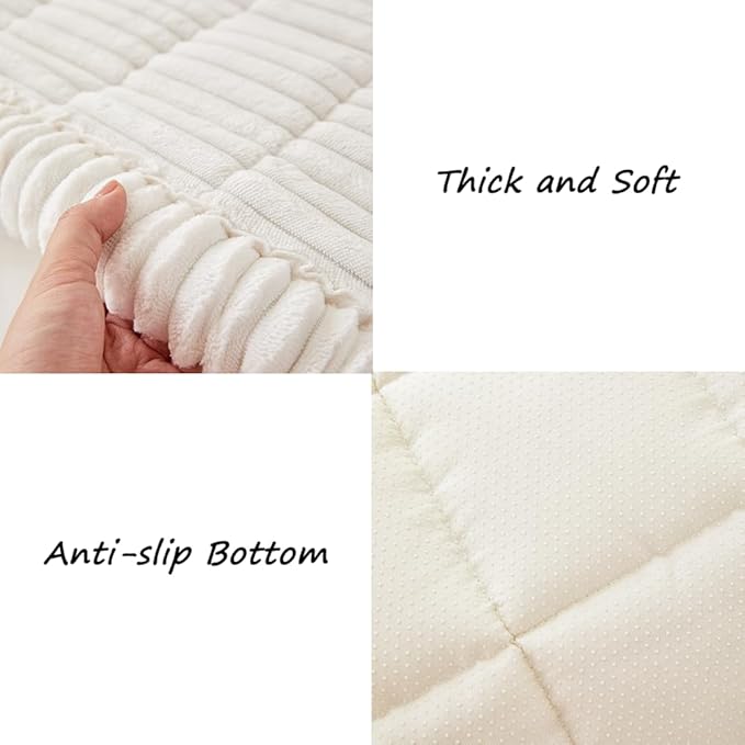 Couch Cover for Dogs Washable, Fuzzy Pet Couch Covers for 2 Cushion Sofa Pet Friendly, Non Slip Sofa Cover (White, 23.6" x 47"/60 x 120cm)
