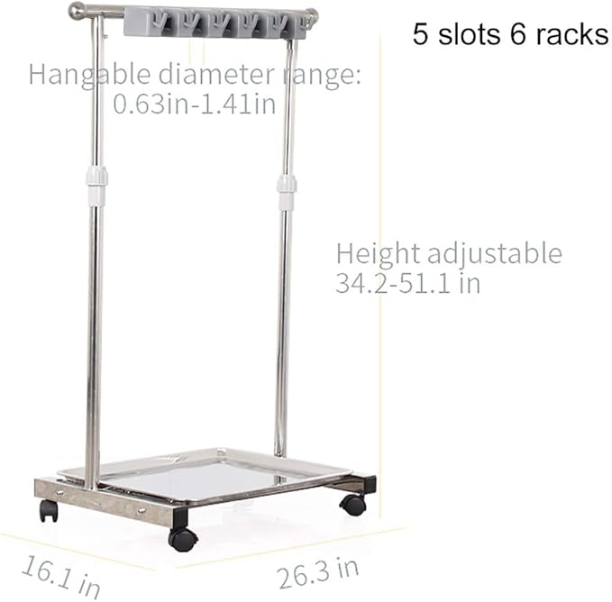 movable mop broom holder put wet mops floor standing cleaning tool rack stainless for schools, hospitals, factories, hotels, restaurant, etc.