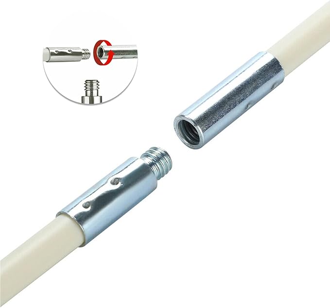 25 Feet Stove Pipe Clean Brush Extension Rods Flexible Fireplace Chimney Brush Stove Pipe Brush Rod Rotary Air Duct Dryer Vent Cleaner Rods Flue Brush Chimney Sweep Kit with Brush Head