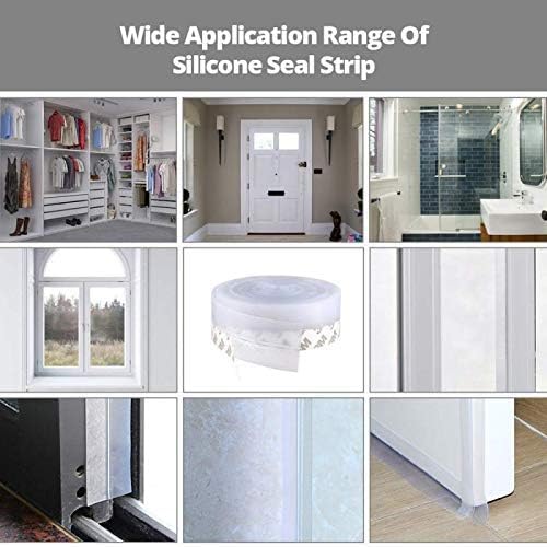 Weather Stripping Door Seal Strip,Door Strip Bottom for Doors Silicone Sealing Sticker Adhesive for Doors and Windows Gaps of Anti-Collision Silicone 5M/16FT (35MM, Transparent)