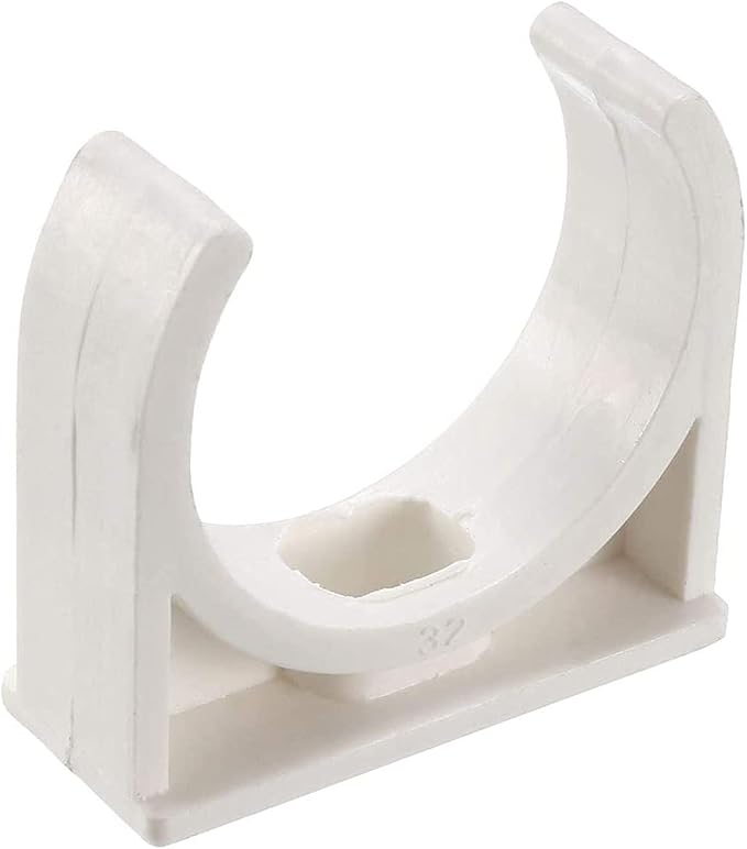 30 Pcs U-Shaped PVC Water 32mm Pipe Clamps Clips, U-Shaped Buckles Fit for 1-1/4" (32mm) Water Pipes and TV Trays Tubing Hose Hanger Support Pex Tubing （White 32mm）