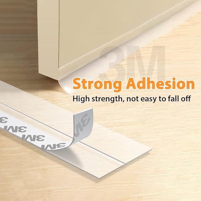Bruiefpap 36 Ft Silicone Door Weather Stripping, Self-Adhesive Door Seal Strip Tape, Transparent, 35mm, 1.4 inches Wide, 36 Feet Long