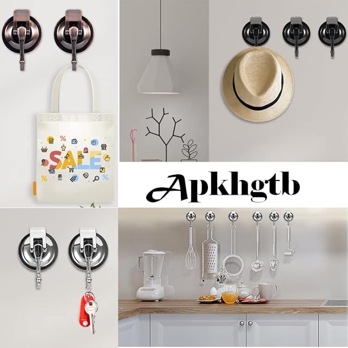 Heavy Duty Vacuum Suction Cup Hooks, Silver Plated Polished Super Suction for Kitchen Bathroom, 2 Pack