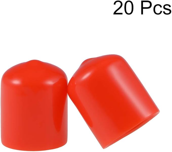 uxcell 20pcs Rubber End Caps 18mm ID Vinyl Round Tube Bolt Cap Cover Thread Protectors Red