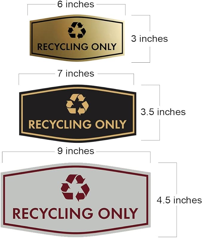 Fancy Recycling Only Sign (White/Red) - Medium