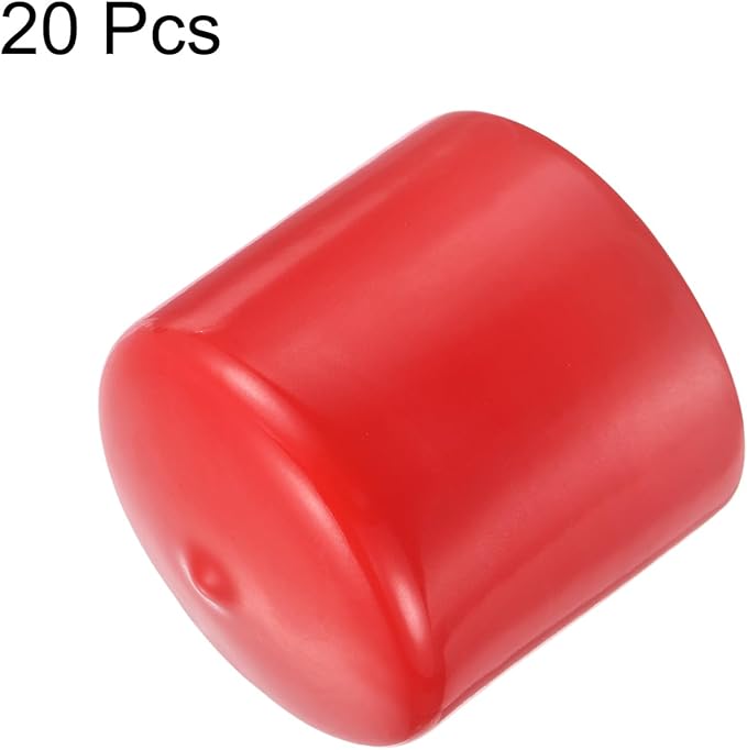 uxcell 20pcs Rubber End Caps 48mm ID Vinyl Round Tube Bolt Cap Cover Thread Protectors Red