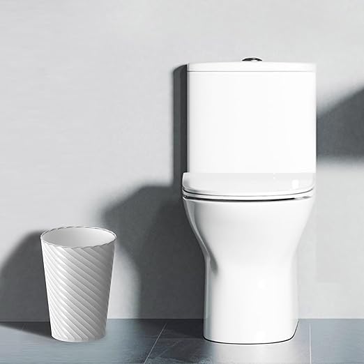 Bathroom Trash Can, 3 Pack 1.8 Gallons Small Trash Can with Trash Bags, Bathroom Garbage Can, Plastic Trash Bin, Round Waste Basket for Bedroom, Office, Room (White Black Grey)
