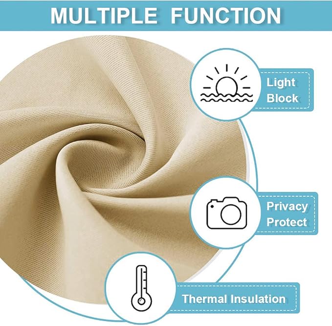 RYB HOME Blackout Curtains 84 inches Long 2 Panels Set for Living Room, Thermal Insulating Privacy Curtains & Drapes for Doorway Temporary Door Alternative Accordion Door, W 42 x L 84, Biscotti Beige