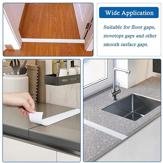 Floor Transition Strip Self Adhesive Floor Cover Strips Laminate 2" Wide Vinyl Flat Divider Transitions (5cm, 10Ft, White)