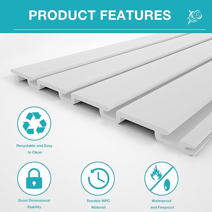 NeatiEase Slatwall Panel Wall Storage Systems, 4 x 4ft Slat Wall Paneling Garage Wall Organizer, Heavy Duty Wall Mounted PVC Wall Rack (White)