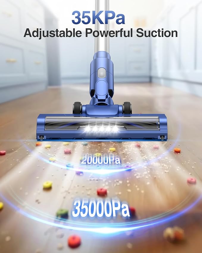 Natrogix Cordless Vacuum Cleaner, 35Kpa Vacuum Cleaners for Home, Lightweight Household Stick Vacuum Cleaner, LED Display, Rechargeable, Handheld Vacuum for Pet Hair Carpet Hardwood Floor, AS2208