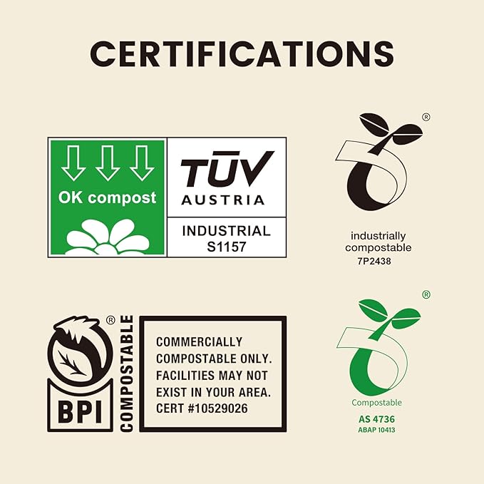 SUPERBIO 13 Gallon Flat Top Compostable Food Waste Bags, 50 Count, 2 Pack, 49.2L, 0.87 Mil, ASTM D6400 BPI and OK compost INDUSTRIAL