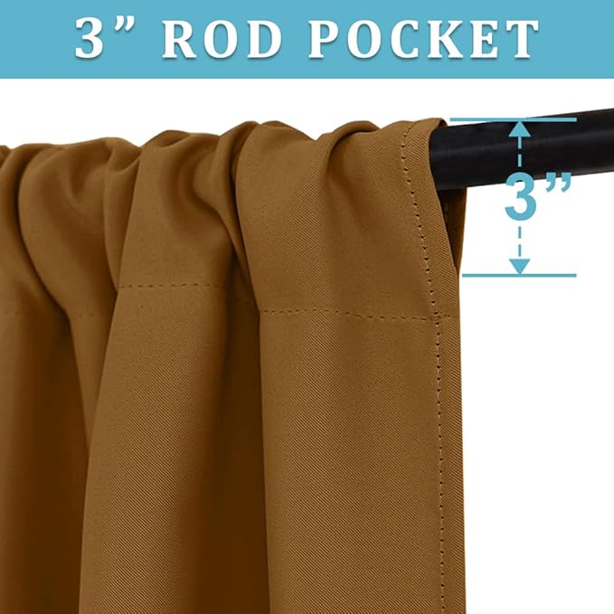 RYB HOME Small Curtains Blackout - Privacy Energy Efficiency Mini Curtains for Kids Bedroom RV Camper Windows Trailer Bathroom Kitchen Cabinet Window Tiers, W 29 x L 30, Gold Brown, 2 Panels