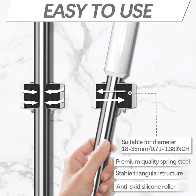 3-H Broom Hanger,Mop Holder Wall Mount 30 Pack, Broom Holder Wall Mount for Hanging and Organizing Shovel,Rake,Brush,Yard Tools in Kitchen,Laundry Room,Bathroom,House(Black)