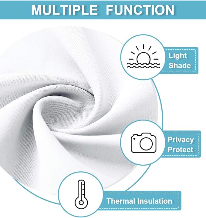 RYB HOME White Short Curtains, Room Darkening Drapes Thermal Insulated Small Window Coverings Full Privacy Protection for Bedroom Bathroom Dining Room, Pure White, W42 x L63 inch, 2 Panels