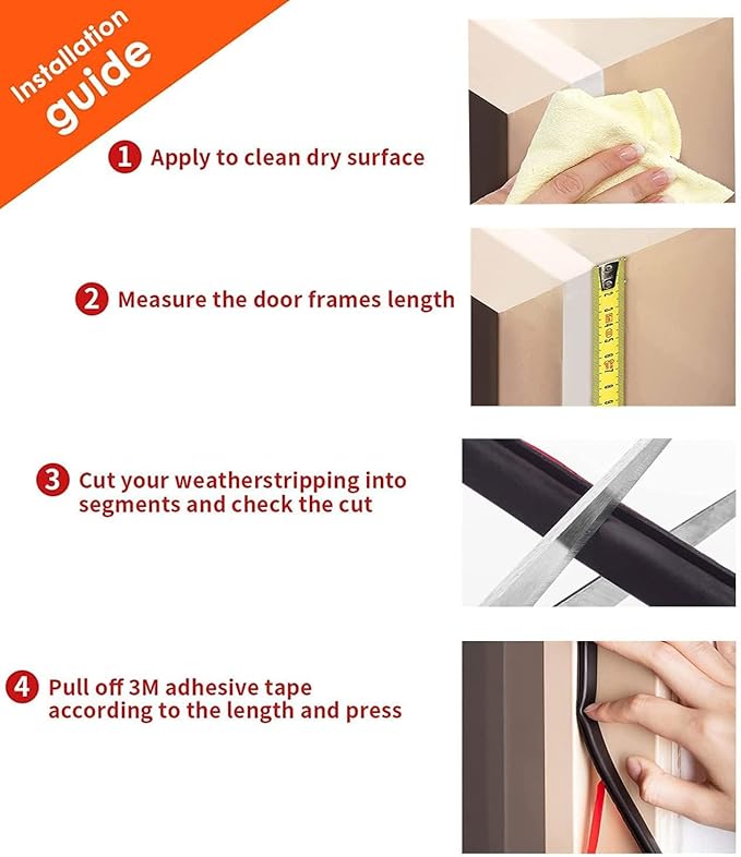 Black Rubber Weather Stripping Door Seal Strip, D Shape Door Rubber Weather Seal Strip, Self-Adhesive Door Weatherstripping Soundproofing Door Seal Strip for Windows (33 feet, Black),(pundin-1)