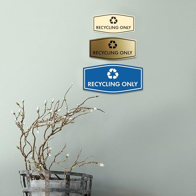 Fancy Recycling Only Sign (Black/Silver) - Small