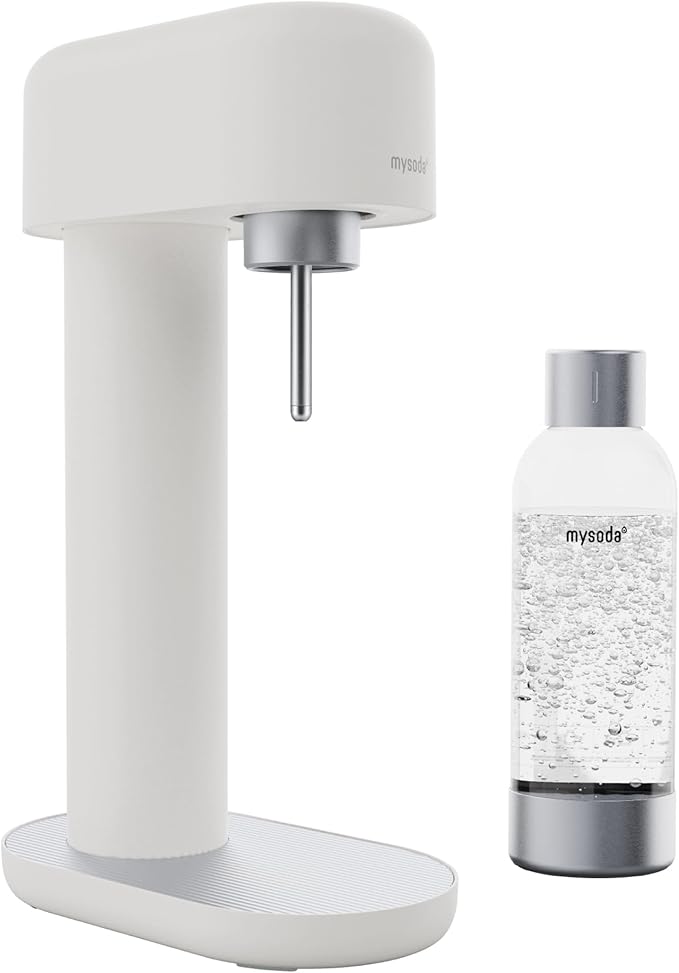 Mysoda Premium Carbonating Bottle 1L Silver - Compatible with MySoda and any brands - Quick-Lock Reusable Bottles - Lid and Base Made of Stainless Steel - BPA Free