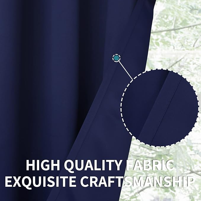 BGment Navy Blue Cafe Curtains for Small Window 24 Inch Length - Half Window Drapes with Rod Pocket for Blackout Blinds Privacy for Kitchen Bathroom, 2 Panels, 29 x 24 Inch