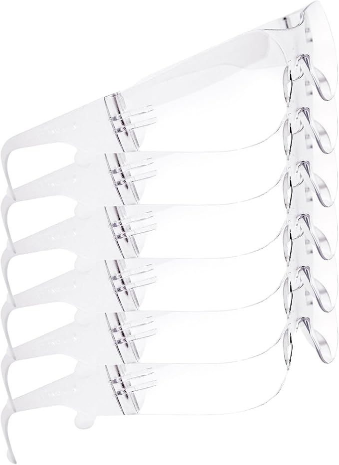 Quest Protective Apparel Safety Glasses for Men and Women - Anti Fog Safety Goggles for Shooting, Lab, or Construction – Polycarbonate Eye Protection [Clear & Pack of 6]