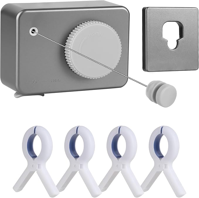 Retractable Clothesline Indoor/Outdoor, Anti-Sag for Drying Clothes Line Retracting Indoor/Outdoor, We Equipped This 13.8 Fts Laundry line Retractable with 4 Large Clips