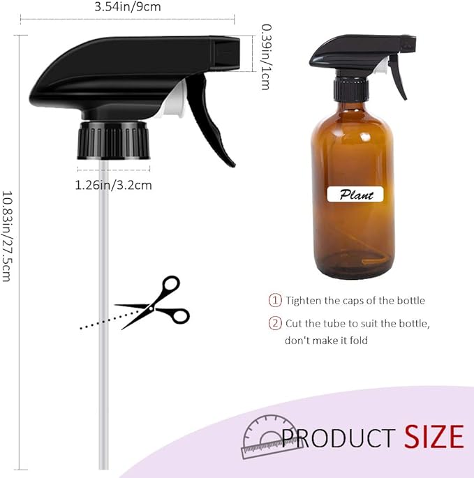AMORIX 24PCS Trigger Sprayer Black Spray Top - Heavy Duty Replacement Nozzle with Mist Stream Sprayer, Fits 28/400 Boston Round Trigger Spray Bottles for Gardening, Cleaning Solutions