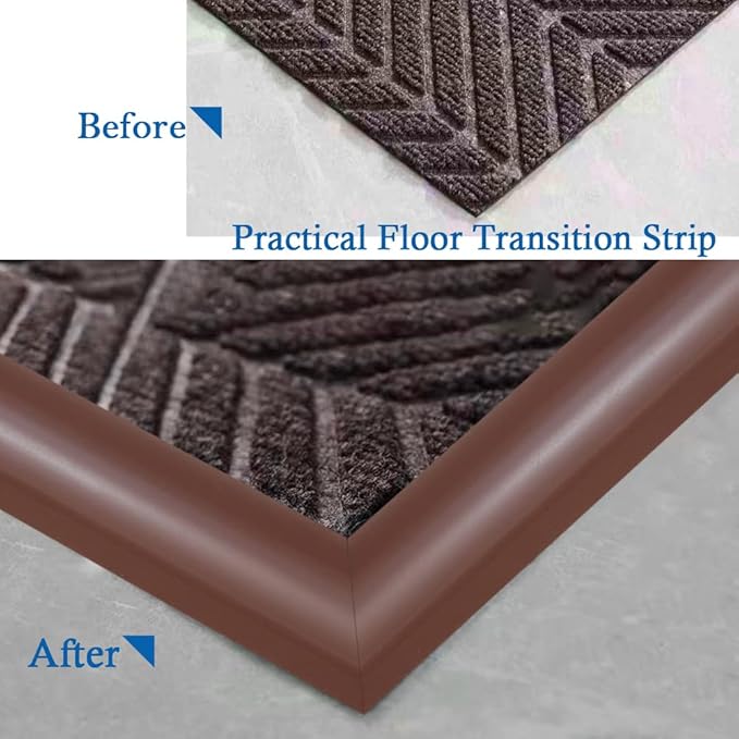 Floor Transition Strip Self Adhesive Carpet & Flooring Transitions Edging Trim Strip PVC Threshold Transitions Suitable for Threshold Height Less Than 3mm (10Ft, Brown)