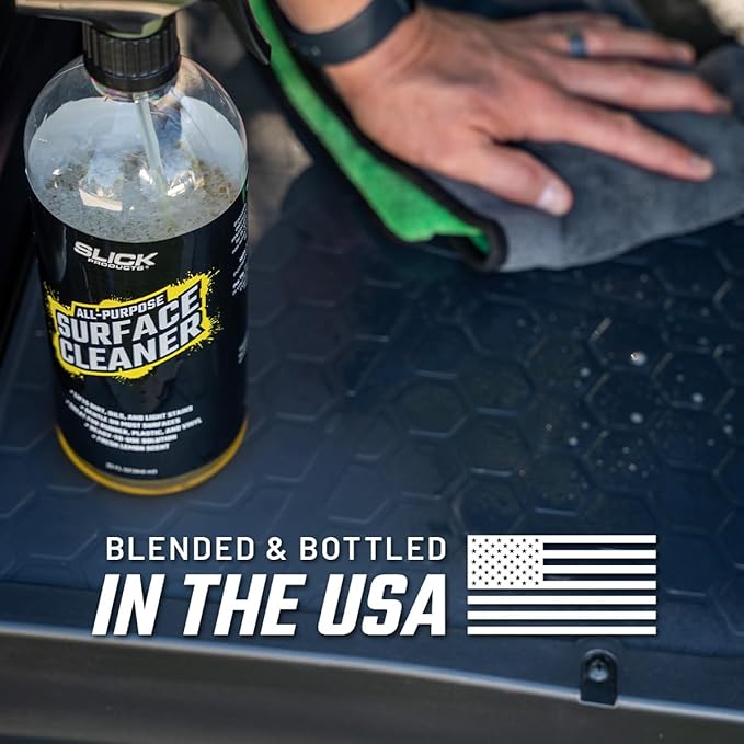 Slick Products All-Purpose Surface Cleaner – Multi-Surface Car Interior & Exterior Cleaner for Vinyl, Plastic, Rubber, Carpet & Upholstery – Fresh Lemon Scent – 32 oz.