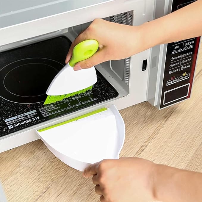 Dust pan Broom Brush Dustpan - Small Broom and Dustpan Set, Mini Broom and Dustpan, Small Dustpan and Brush Set for Home Cleaning, Sofa, Desk, Guinea Pig Cage, Cat Litter etc.（Green 3 Set）