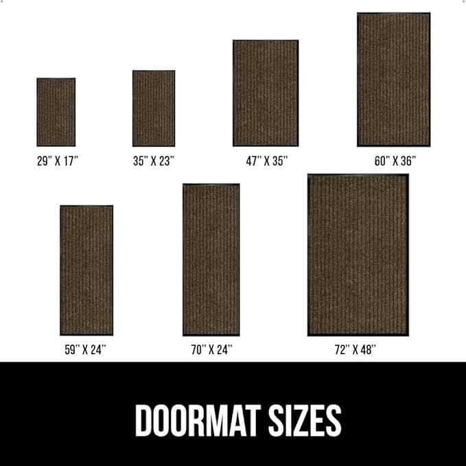 GORILLA GRIP Traffic Guard Door Mat, 72x48, Heavy Duty Welcome Mats, Commercial Office Space Doormat, Waterproof, Fade Resistant, Strong Rubber Backing, Low Profile, Shoe and Boot Scraper, Brown