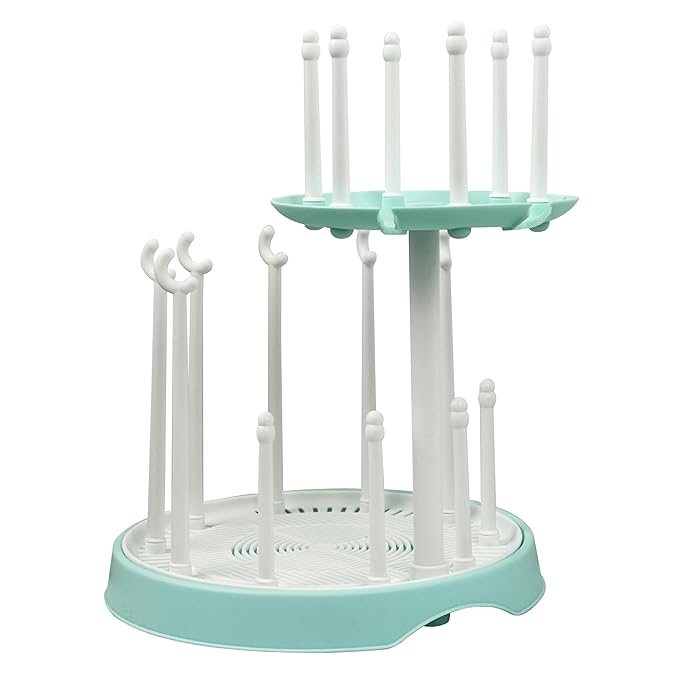 Baby Bottle Drying Rack,Double-Layer Bottle Drying Rack,Hold Up to 16 Baby Bottles,Suitable for Indoor, Kitchen, Living Room（Quiet Blue）